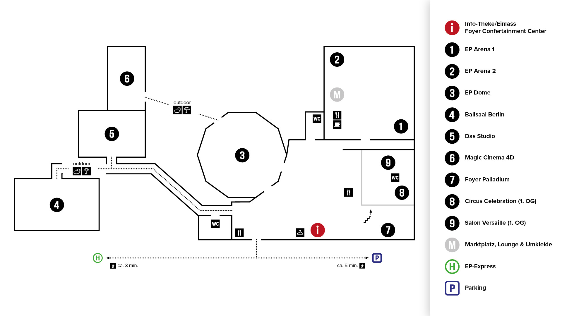 Lageplan Säle Bereich Confertainment Center