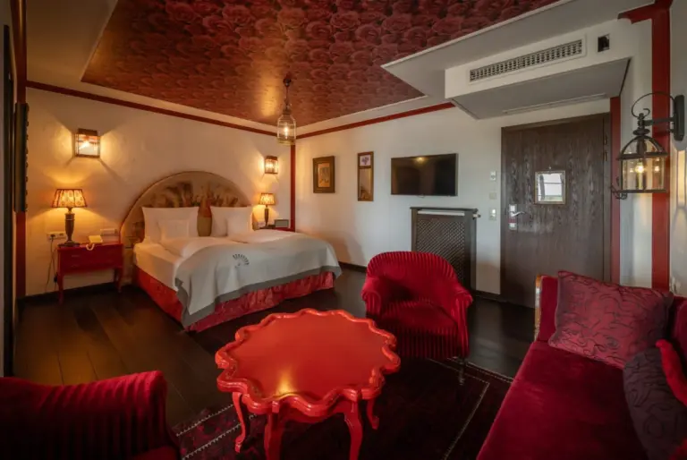 A Spanish-style hotel room